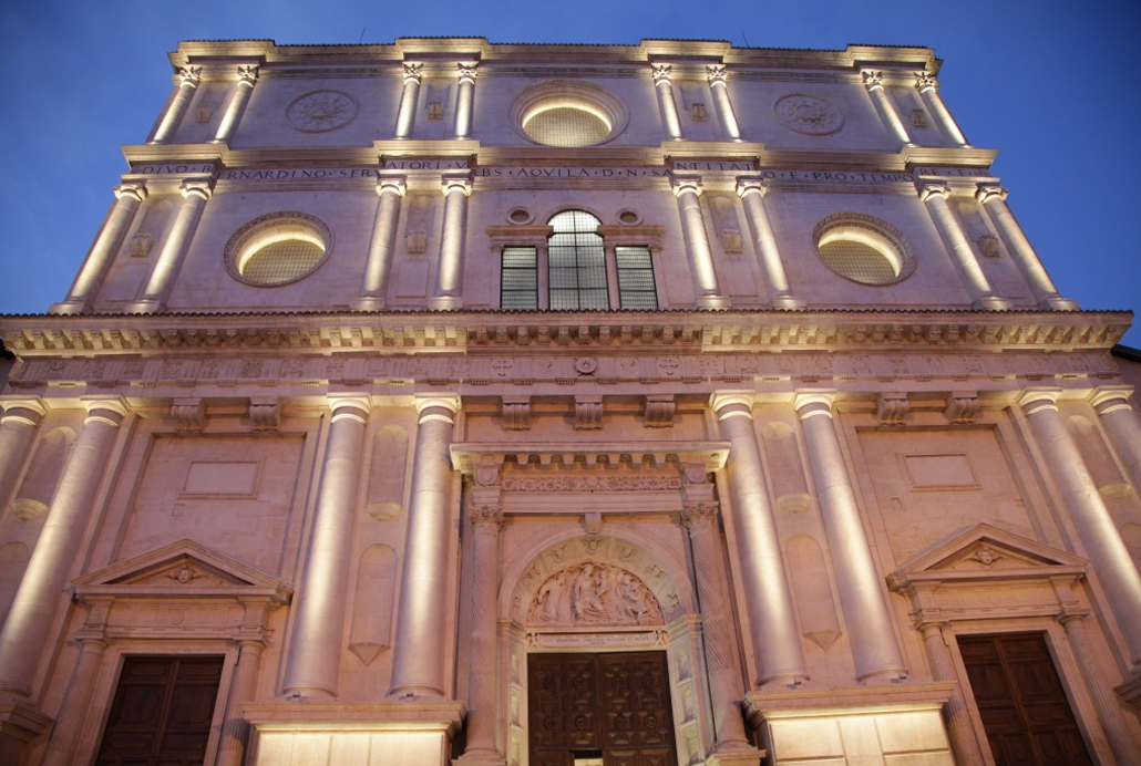 Historic church facade restored by Donati